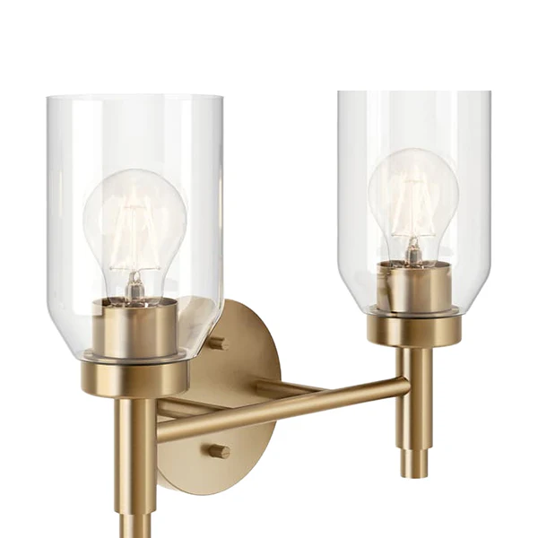 Madden 2-Light Bathroom Vanity Light with Clear Glass, Champagne Bronze - Image 2
