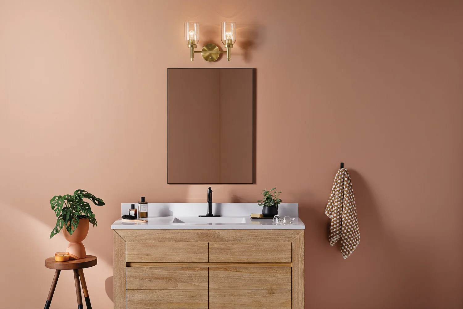 Madden 2-Light Bathroom Vanity Light with Clear Glass, Champagne Bronze - Image 5