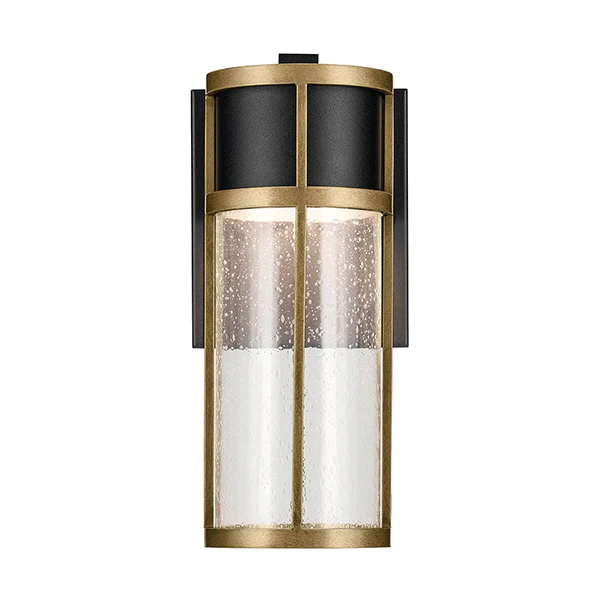 Camillo 1-Light Wall Lantern Sconce Wall Sconce, Textured Black/Natural Brass