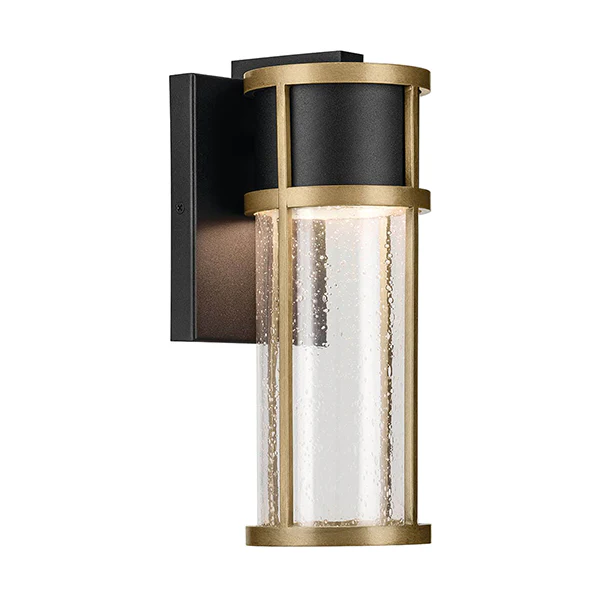 Camillo 1-Light Wall Lantern Sconce Wall Sconce, Textured Black/Natural Brass - Image 2