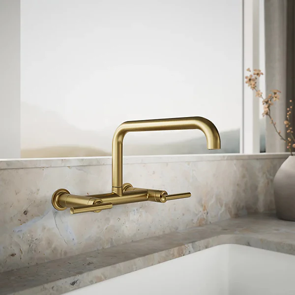 Purist Two-Hole Wall-Mount Bridge Kitchen Sink Faucet - Image 6