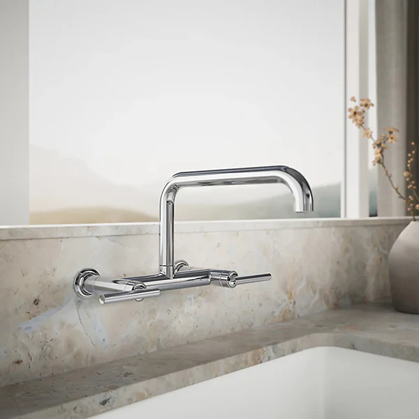 Purist Two-Hole Wall-Mount Bridge Kitchen Sink Faucet - Image 9