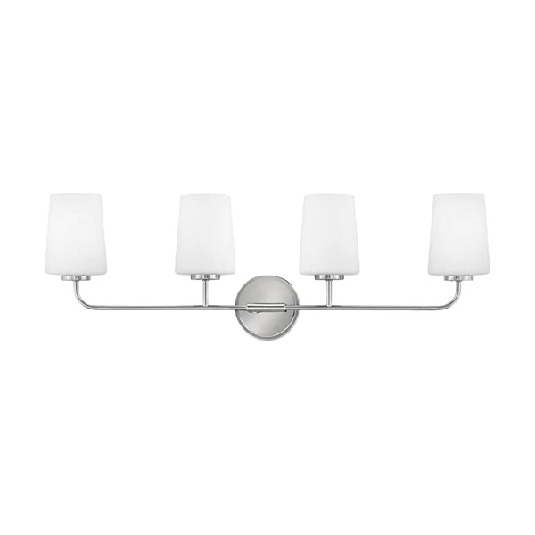 Lark Kline 4-Light Bathroom Vanity Light with Etched Opal Glass Shade, Chrome