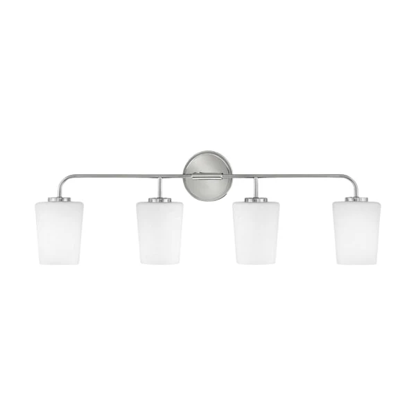 Lark Kline 4-Light Bathroom Vanity Light with Etched Opal Glass Shade, Chrome - Image 2