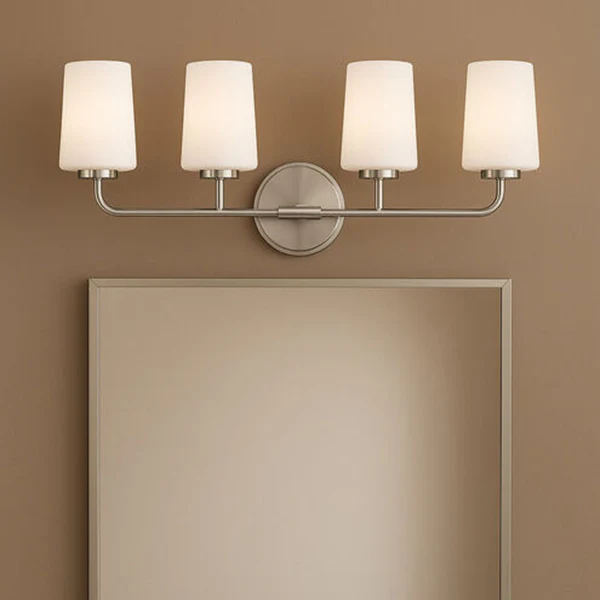 Lark Kline 4-Light Bathroom Vanity Light with Etched Opal Glass Shade, Chrome - Image 3