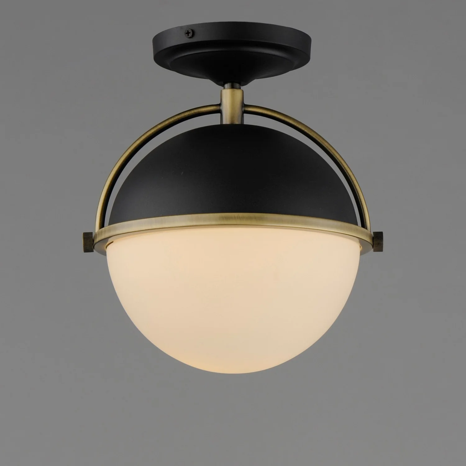 Duke 1-Light Semi-Flush Mount Ceiling Light, Black/Brass - Image 4