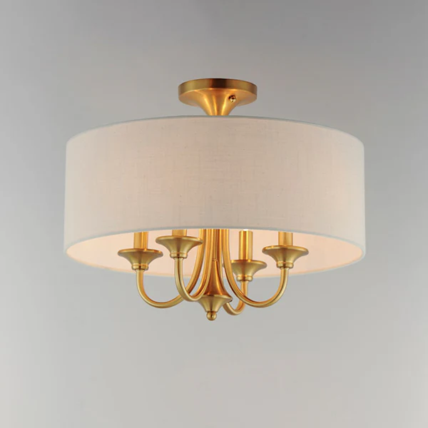Bongo 4-Light Semi-Flush Drum Mount Ceiling Light, Natural Aged Brass - Image 2