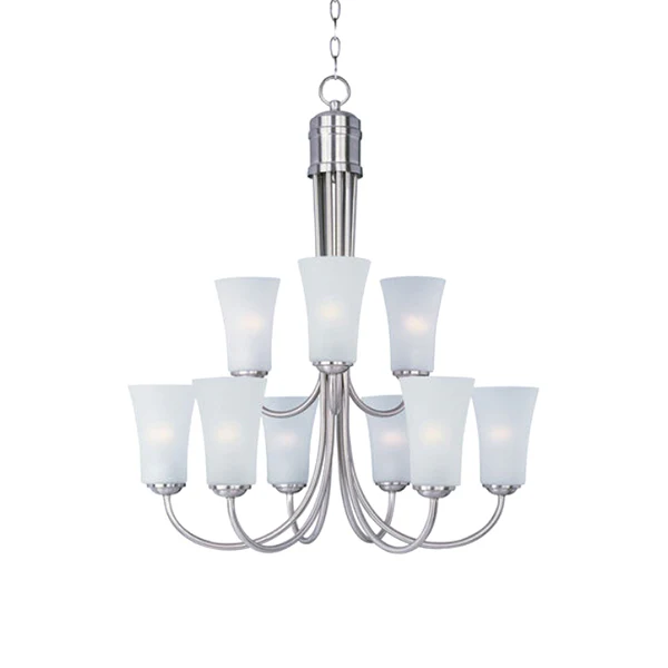 Logan 9-Light 29 in Multi-Tier Chandelier Ceiling Light, Satin Nickel
