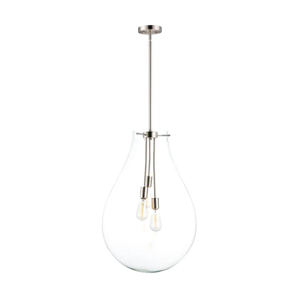 Gourd 3-Light Pendant, Satin Nickel