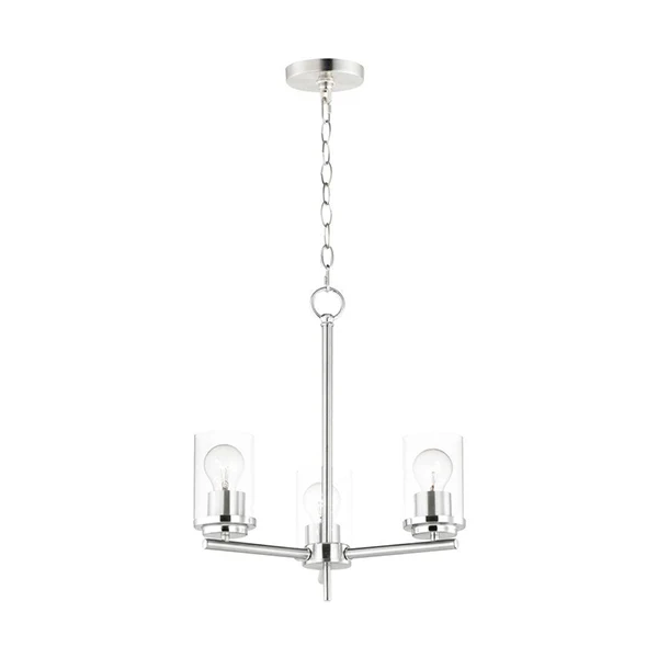 Corona 3-Light Chandelier, Satin Nickel