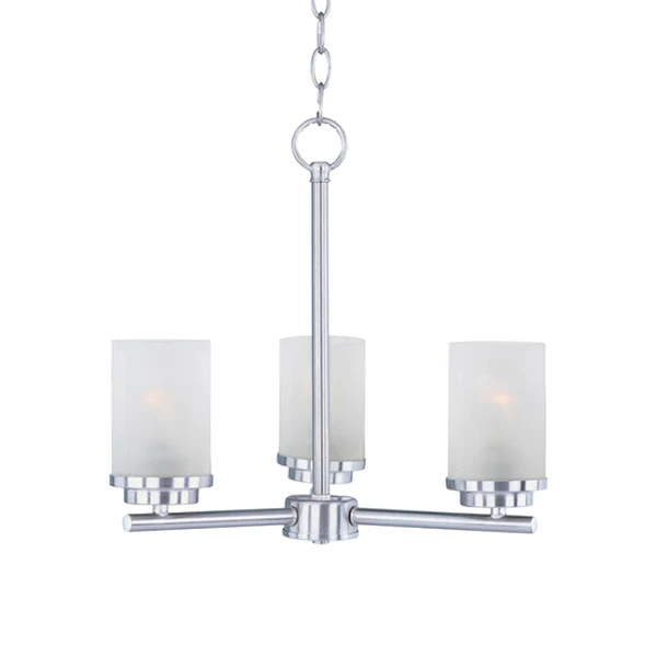 Corona 3-Light 17 in Single-Tier Chandelier Ceiling Light in Frosted, Satin Nickel