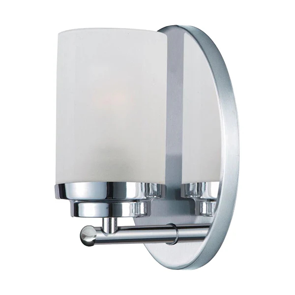 Corona 1-Light Bathroom Vanity Light with Frosted Glass Shade, Polished Chrome