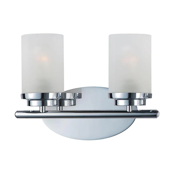 Corona 2-Light Bathroom Vanity Light with Frosted Glass Shade, Polished Chrome