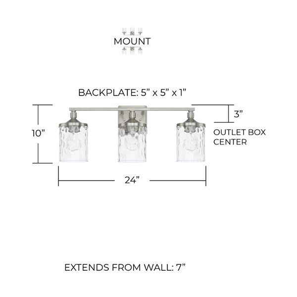Lateral 3-Light 24 in Bathroom Vanity Light, Black - Image 2