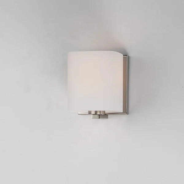 Wrap 1-Light Bathroom Vanity Light with Satin White Glass Shade, Satin Nickel - Image 2