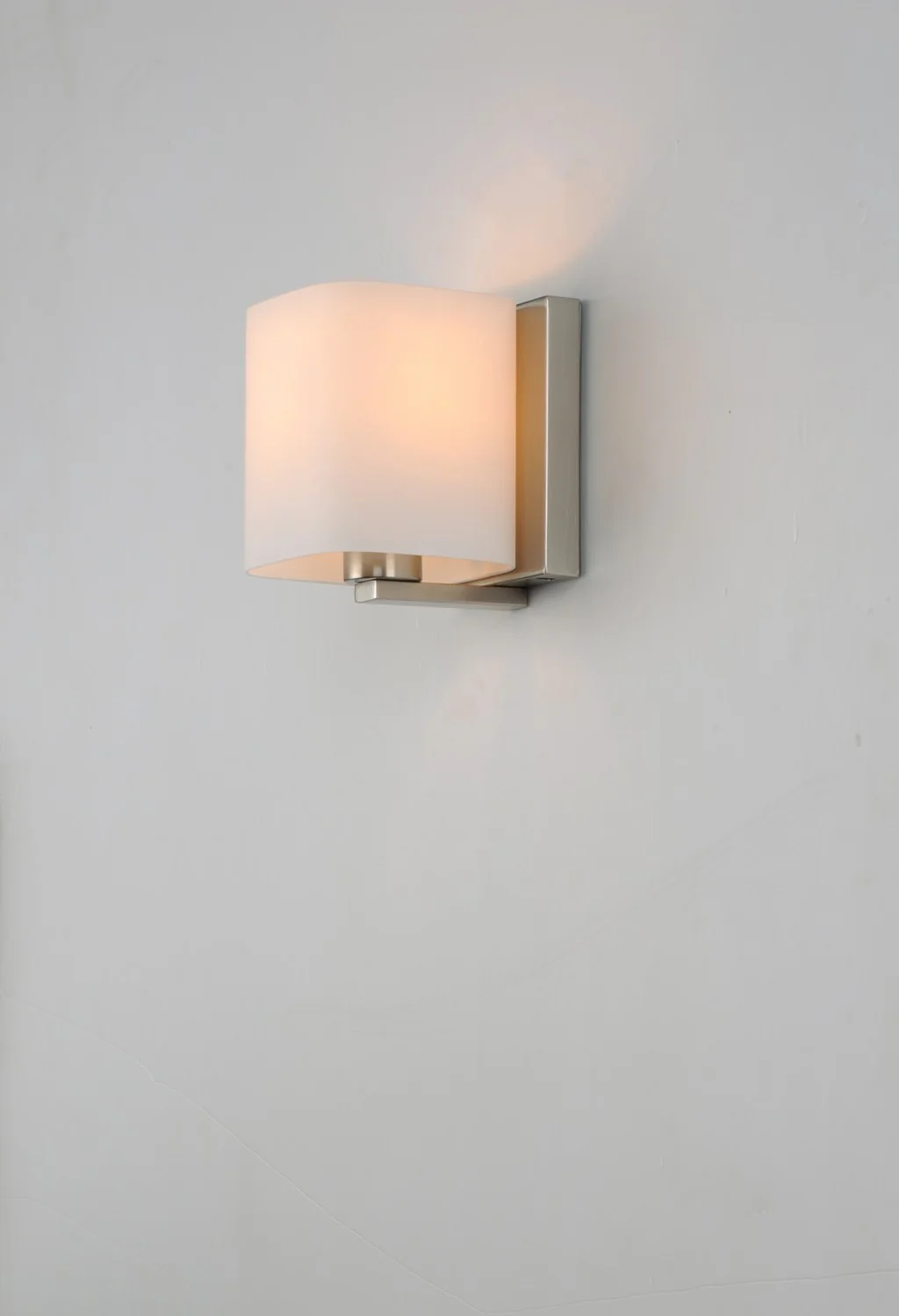 Wrap 1-Light Bathroom Vanity Light with Satin White Glass Shade, Satin Nickel - Image 3
