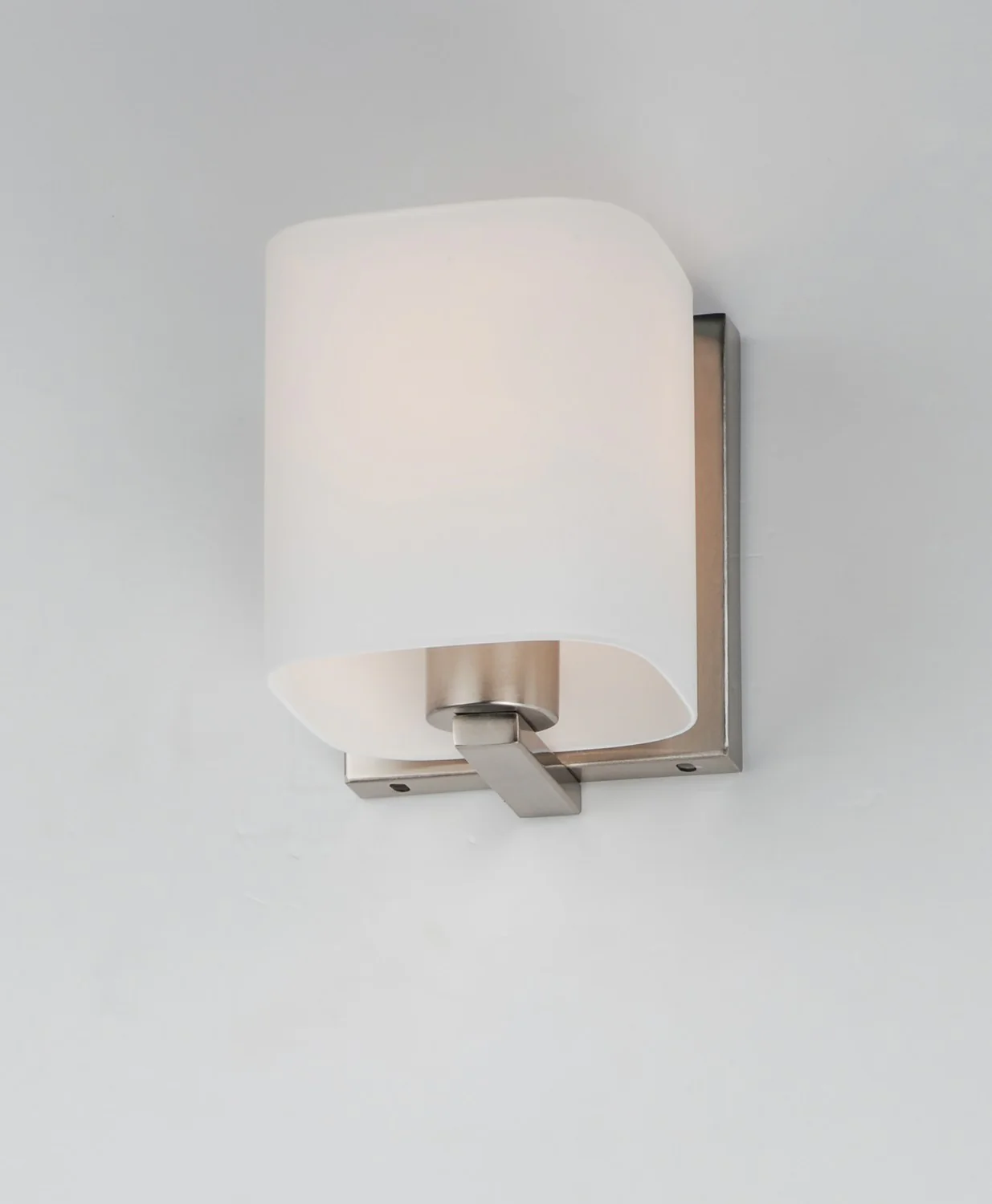 Wrap 1-Light Bathroom Vanity Light with Satin White Glass Shade, Satin Nickel - Image 4