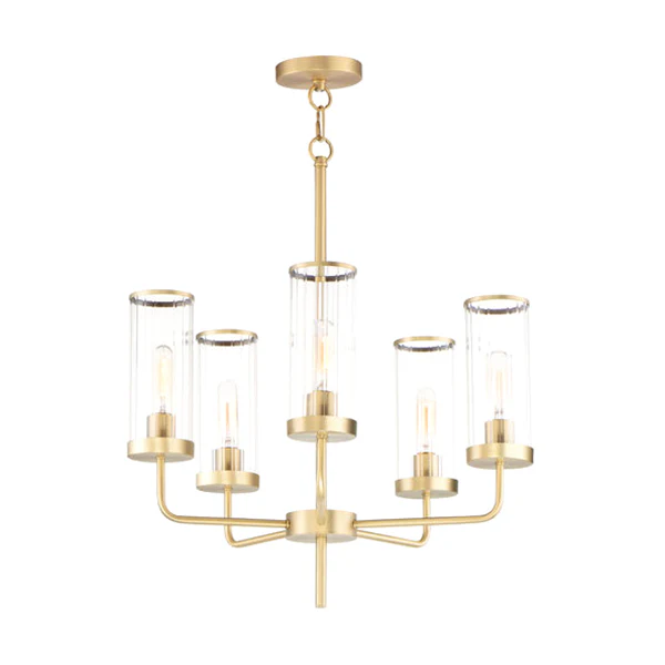 Crosby 5-Light 24 in Brass Chandelier Ceiling Light, Satin Brass