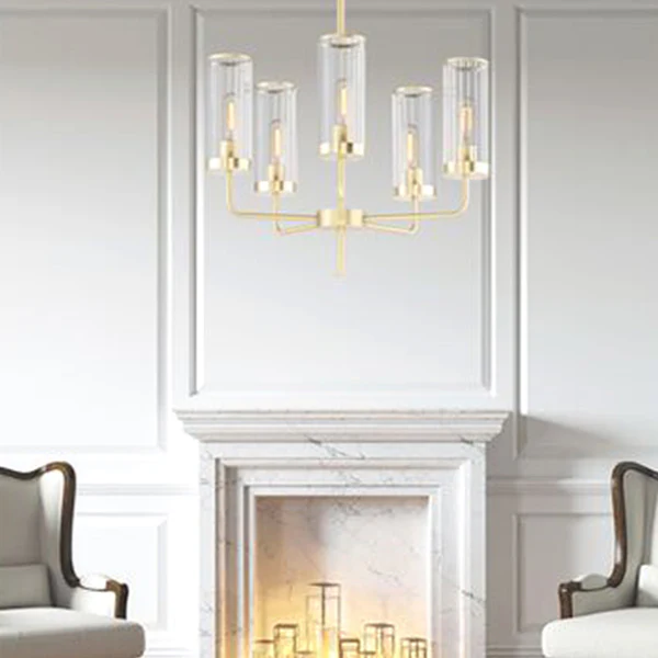 Crosby 5-Light 24 in Brass Chandelier Ceiling Light, Satin Brass - Image 2