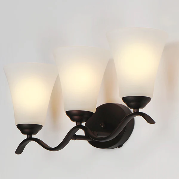 Vital 3-Light Bathroom Vanity Light with Frosted Glass Shade, Oil Rubbed Bronze - Image 3