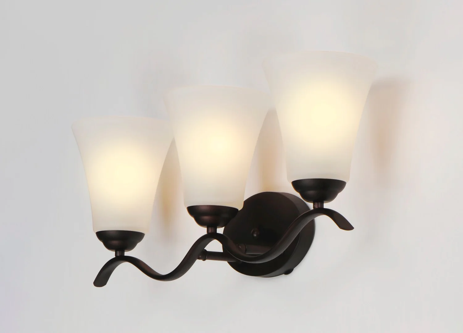 Vital 3-Light Bathroom Vanity Light with Frosted Glass Shade, Oil Rubbed Bronze - Image 4