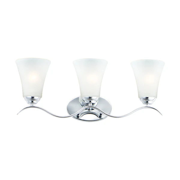 Vital 3-Light Bathroom Vanity Light with Frosted Glass Shade, Polished Chrome