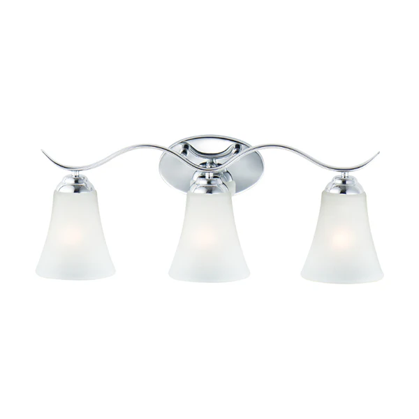 Vital 3-Light Bathroom Vanity Light with Frosted Glass Shade, Polished Chrome - Image 2