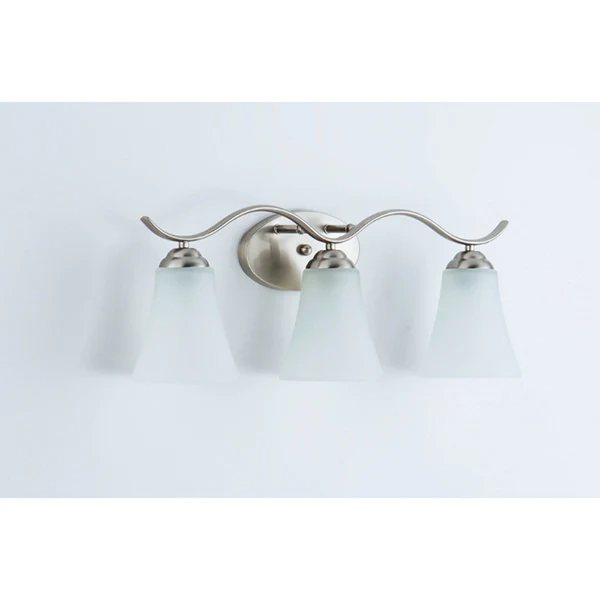 Vital 3-Light Bathroom Vanity Light with Frosted Glass Shade, Satin Nickel - Image 2