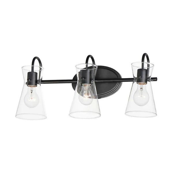 Ava 3-Light 24 in Bathroom Vanity Light, Black