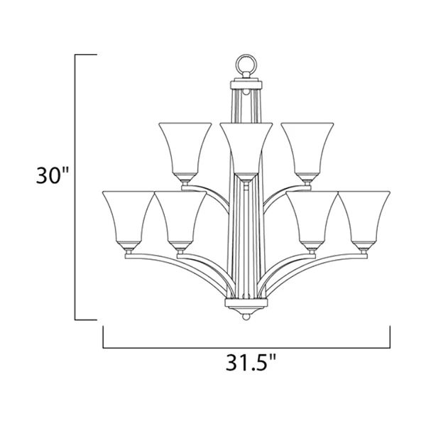 Aurora 9-Light 32 in Multi-Tier Chandelier Ceiling Light, Satin Nickel - Image 2