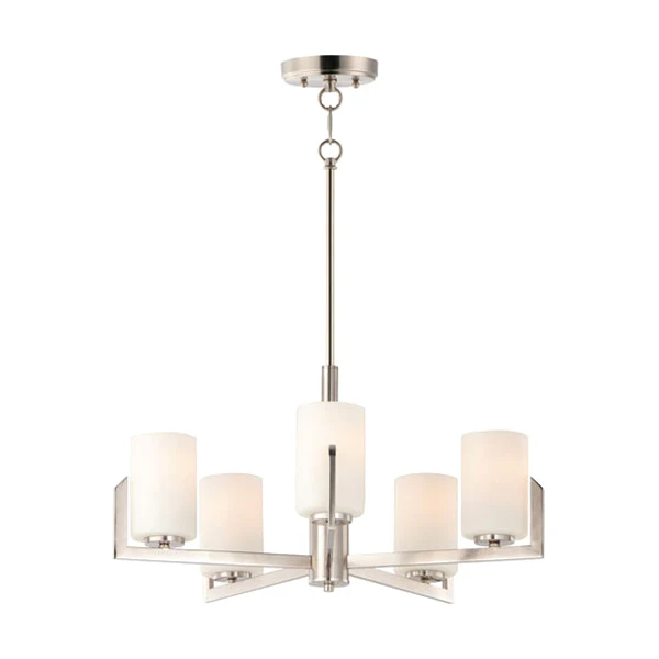 Dart 5-Light 26 in Chandelier Ceiling Light, Satin Nickel