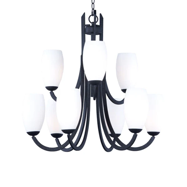 Taylor 9-Light 31.5 in Chandelier Ceiling Light, Textured Black