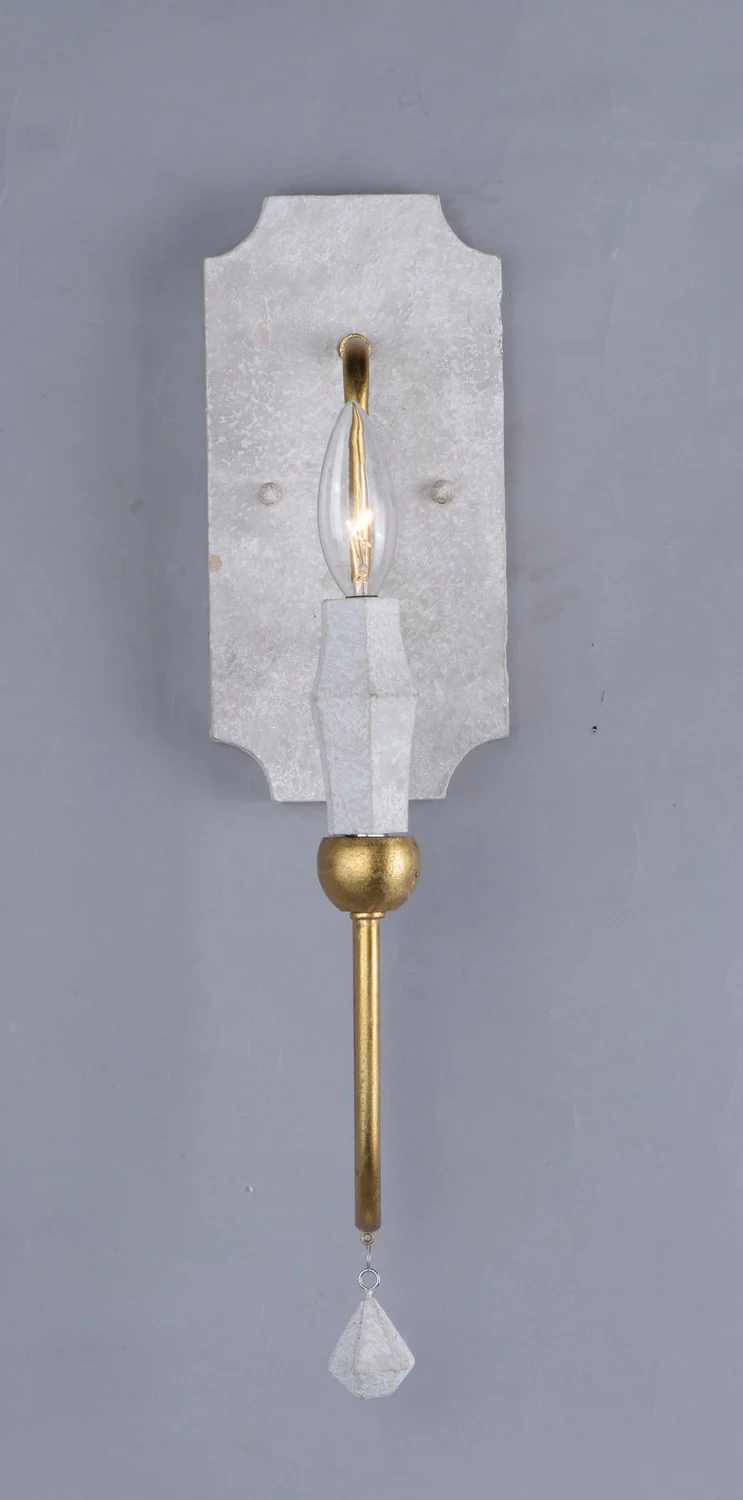 Claymore 1-Light 18 in Candle Style Wall Sconce, Claystone/Gold Leaf - Image 3