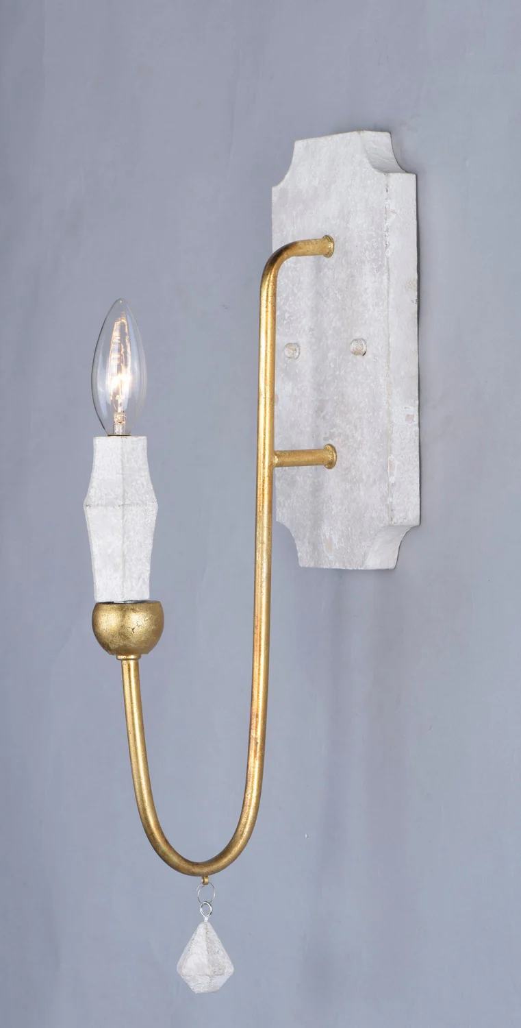Claymore 1-Light 18 in Candle Style Wall Sconce, Claystone/Gold Leaf - Image 4