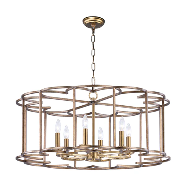 Helix 6 Light 31.5 in Single-Tier Chandelier Ceiling Light, Bronze Fusion