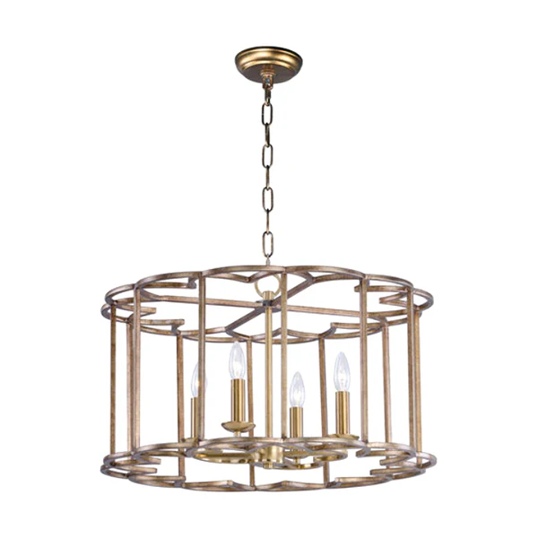 Helix 4-Light 24 in Single-Tier Chandelier Ceiling Light, Bronze Fusion