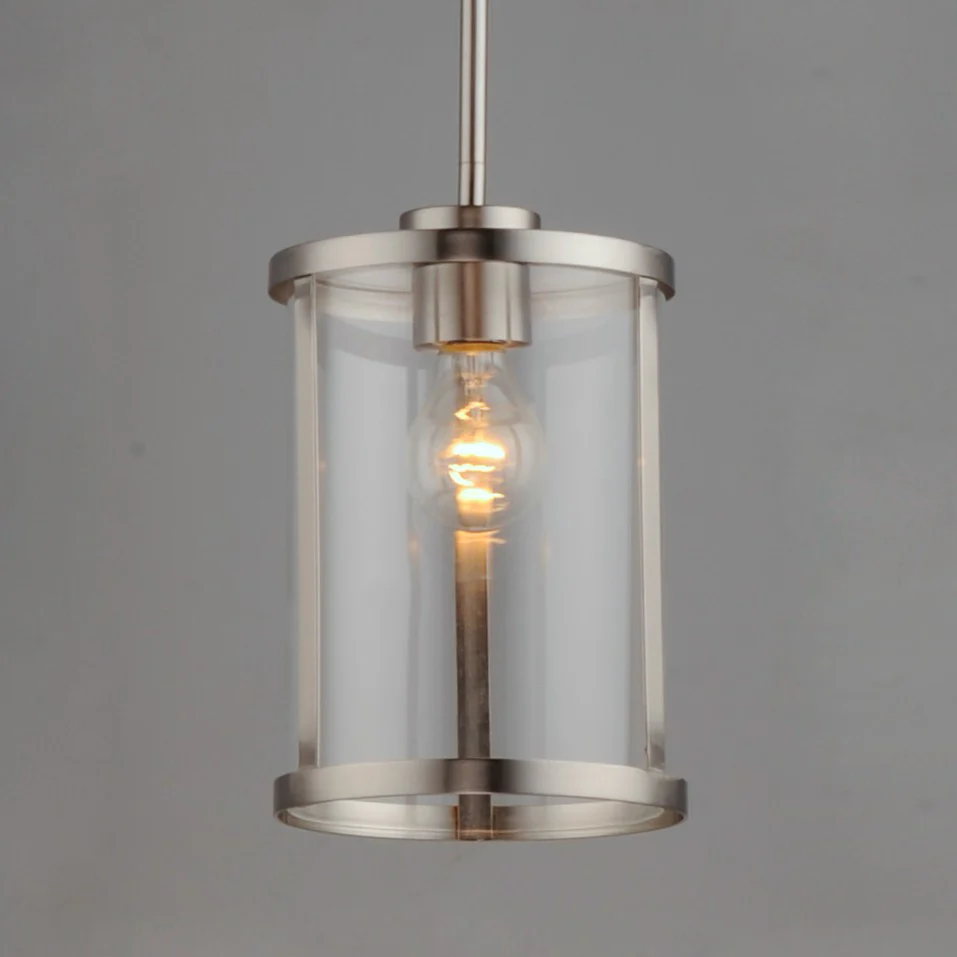 1-Light Mini Pendant, Sentinel Collection, Clear Seeded Glass Shade, Satin Nickel Finish - Image 3