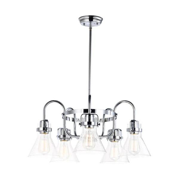 Seafarer 5-Light 24 in Single-Tier Chandelier Ceiling Light in Without Bulb, Polished Chrome