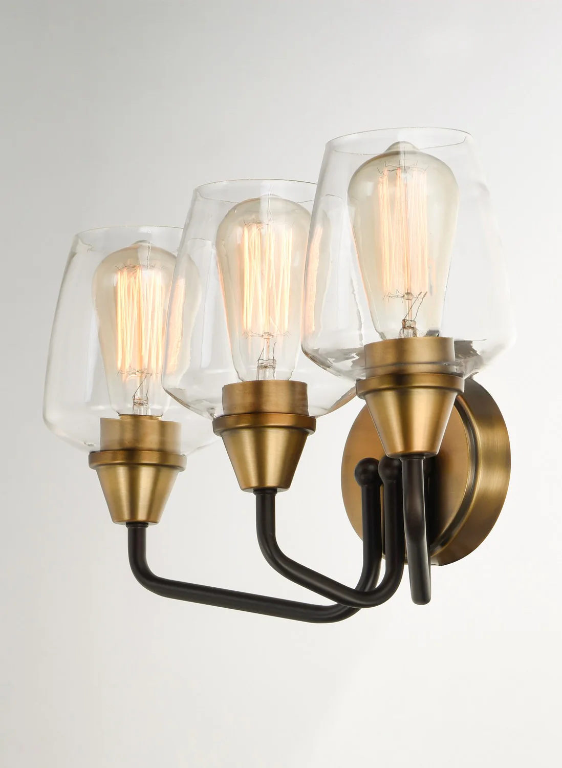 Goblet 3-Light Bathroom Vanity Light with Clear Glass Shade, Bronze/Antique Brass - Image 3