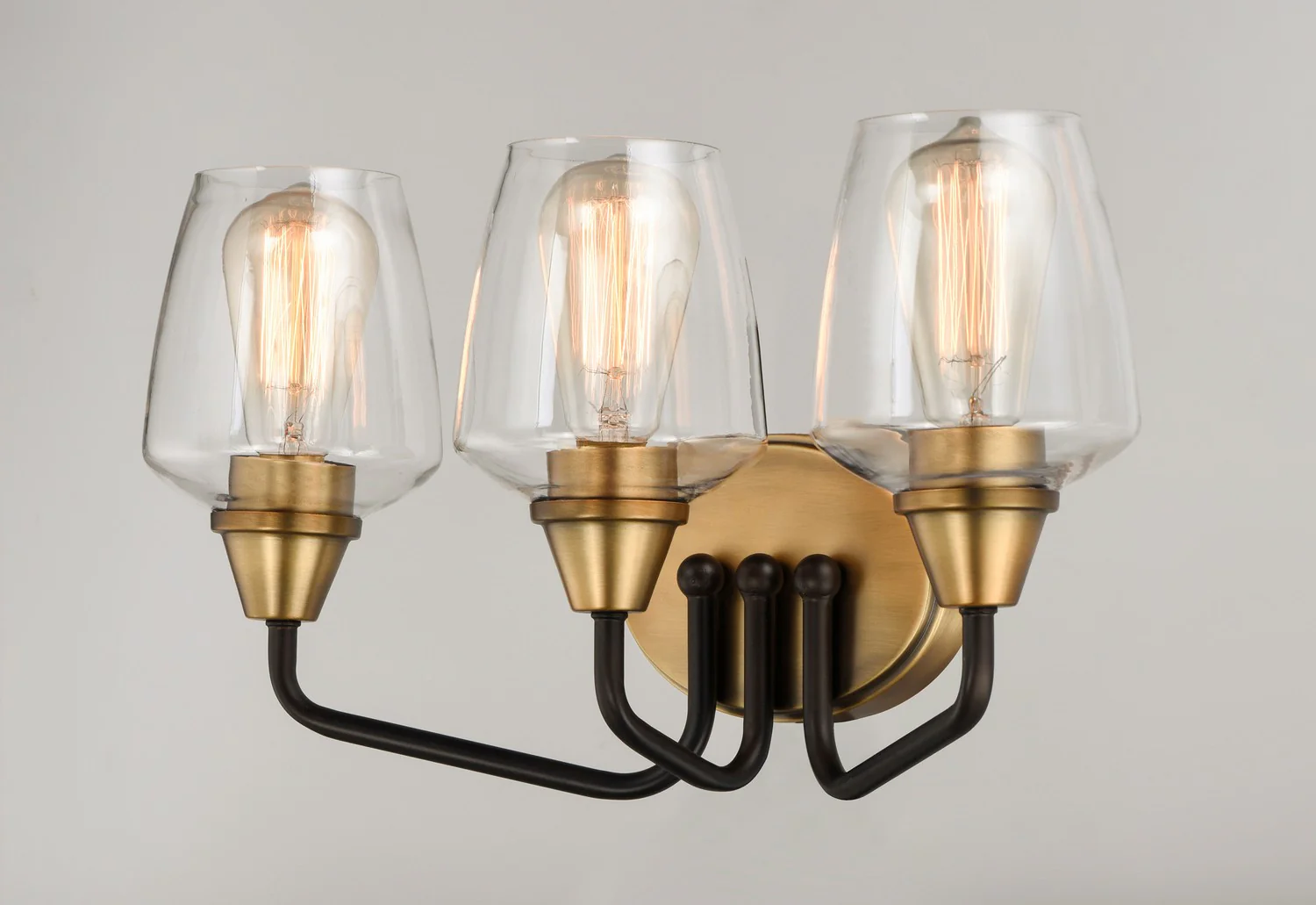 Goblet 3-Light Bathroom Vanity Light with Clear Glass Shade, Bronze/Antique Brass - Image 4