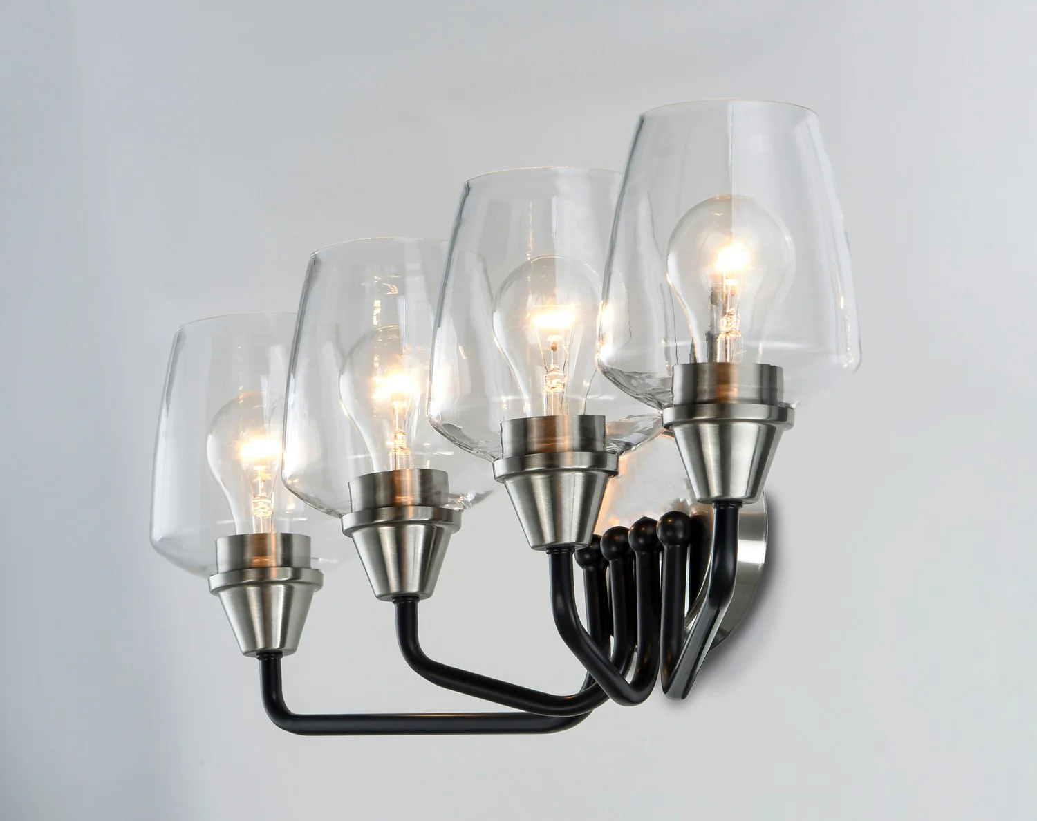 Goblet 4-Light Bathroom Vanity Light with Clear Glass Shade, Bronze/Antique Brass - Image 3