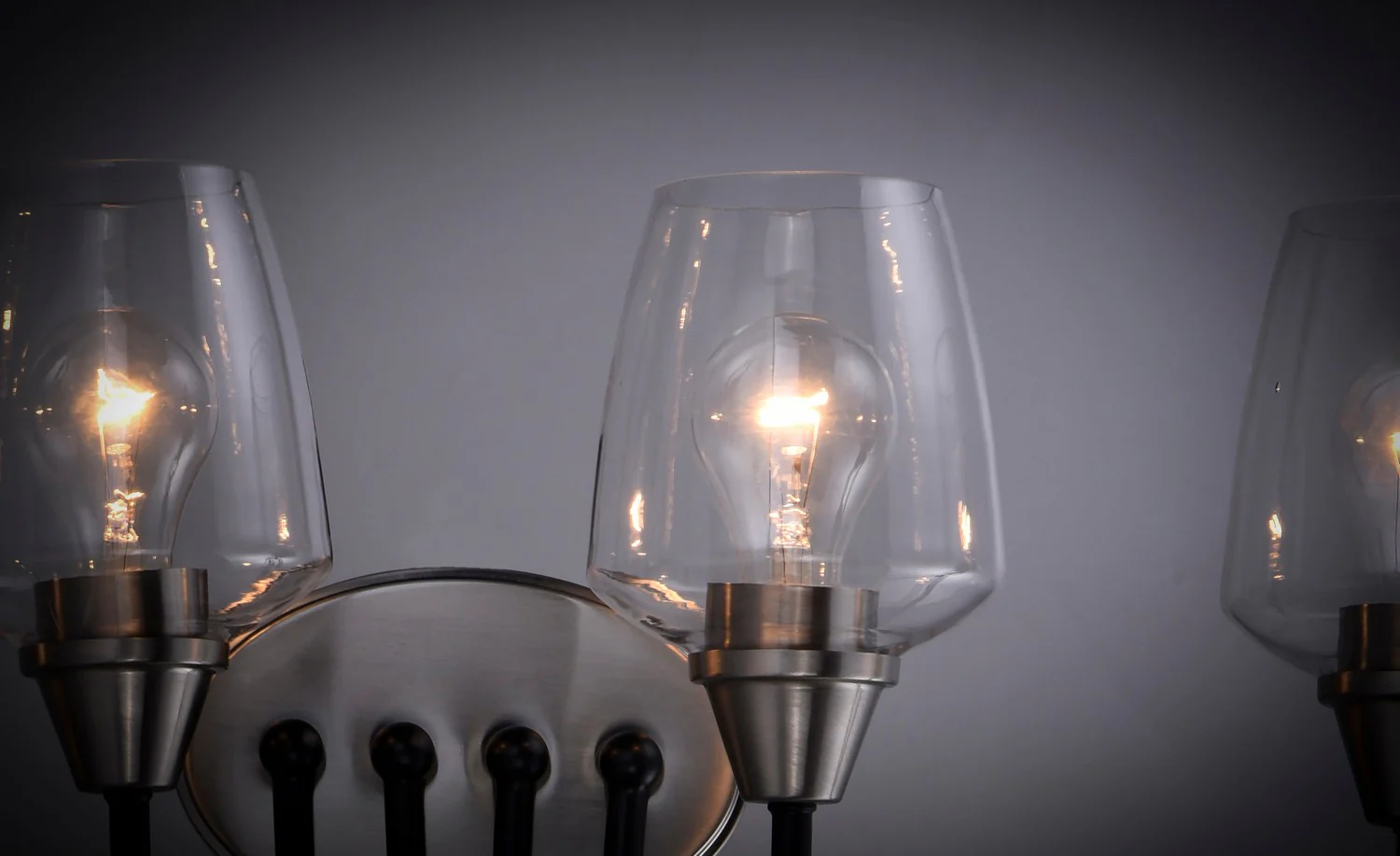 Goblet 4-Light Bathroom Vanity Light with Clear Glass Shade, Bronze/Antique Brass - Image 4