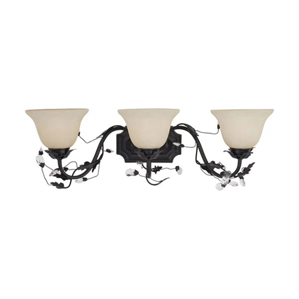 Elegante 3-Light Bathroom Vanity Light with Frosted Ivory Glass Shade, Oil Rubbed Bronze
