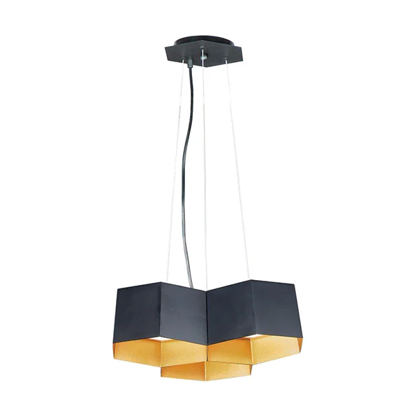 Honeycomb 7-Light Pendant, Black/Gold