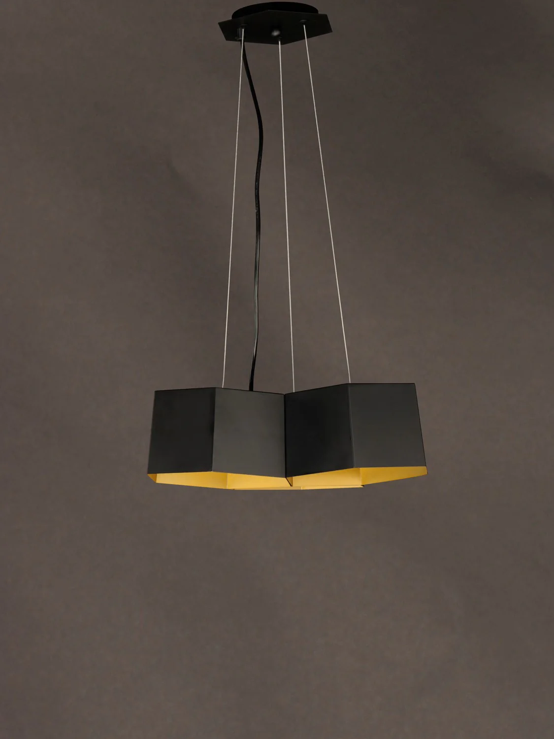 Honeycomb 7-Light Pendant, Black/Gold - Image 2