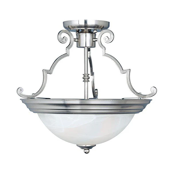 Essentials 2-Light Semi-Flush Mount Ceiling Light, Satin Nickel