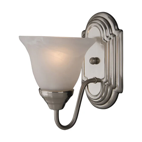 Essentials 1-Light 6 in Wall Sconce in Marble, Satin Nickel