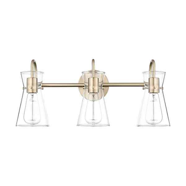 Camellia 3-Light 22 in Bathroom Vanity Light, Brass/Gold