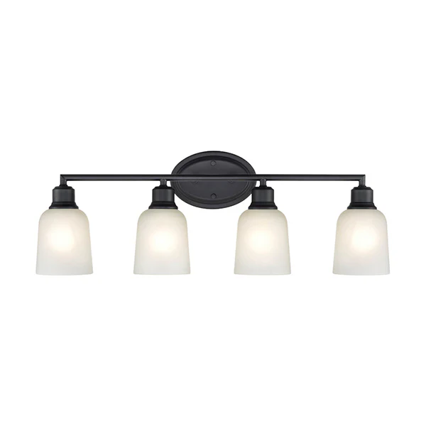 Amberle 4-Light Bathroom Vanity Light with Frosted Glass Shade, Matte Black