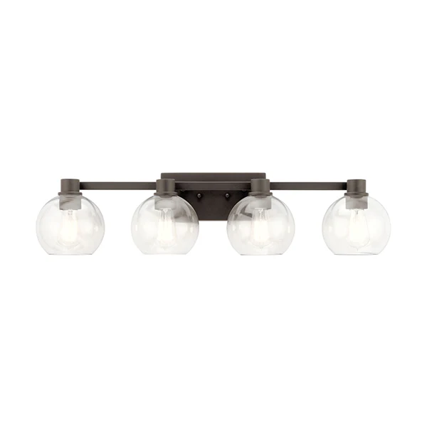 Amberle 4-Light Bathroom Vanity Light with Frosted Glass Shade, Matte Black - Image 2